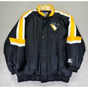 STARTER Pittsburgh Penguins Men's Large NFL Hockey Puffer Jacket Full Zip